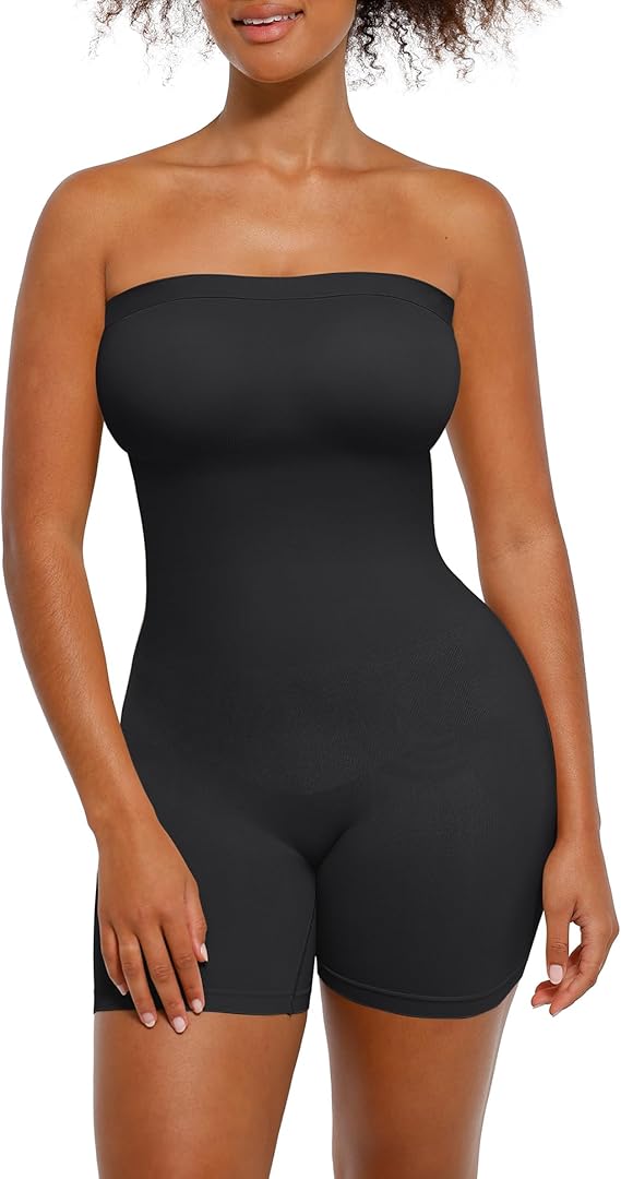 Curvear®️Strapless Shortie Bodysuit for Women Tummy Control Shapewear Seamless Sculpt Body Shaper with Removable Straps