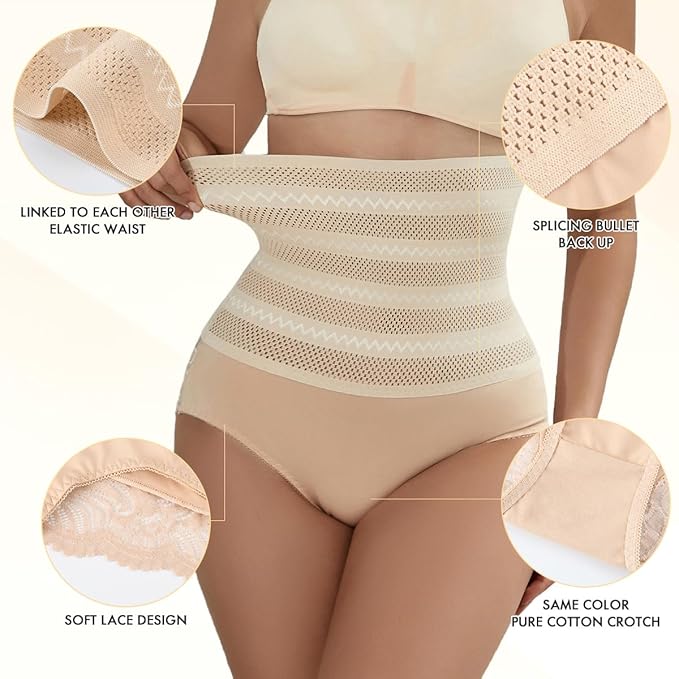 Curvear®️Tummy Control Shapewear for Women Body Shaper Slimming Panties Brief High Waist Lace Seamless Bodysuit