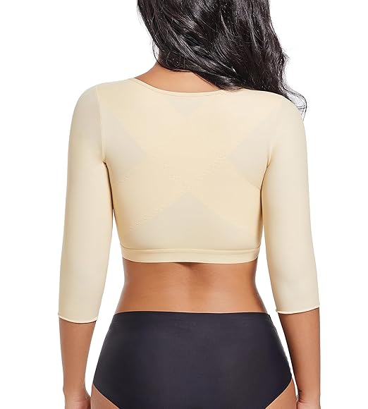 Curvear®️Arm Shaper Tops for Women Arm Compression Sleeves Post Surgery Front Closure Bra Shapewear Posture Corrector Tank Top
