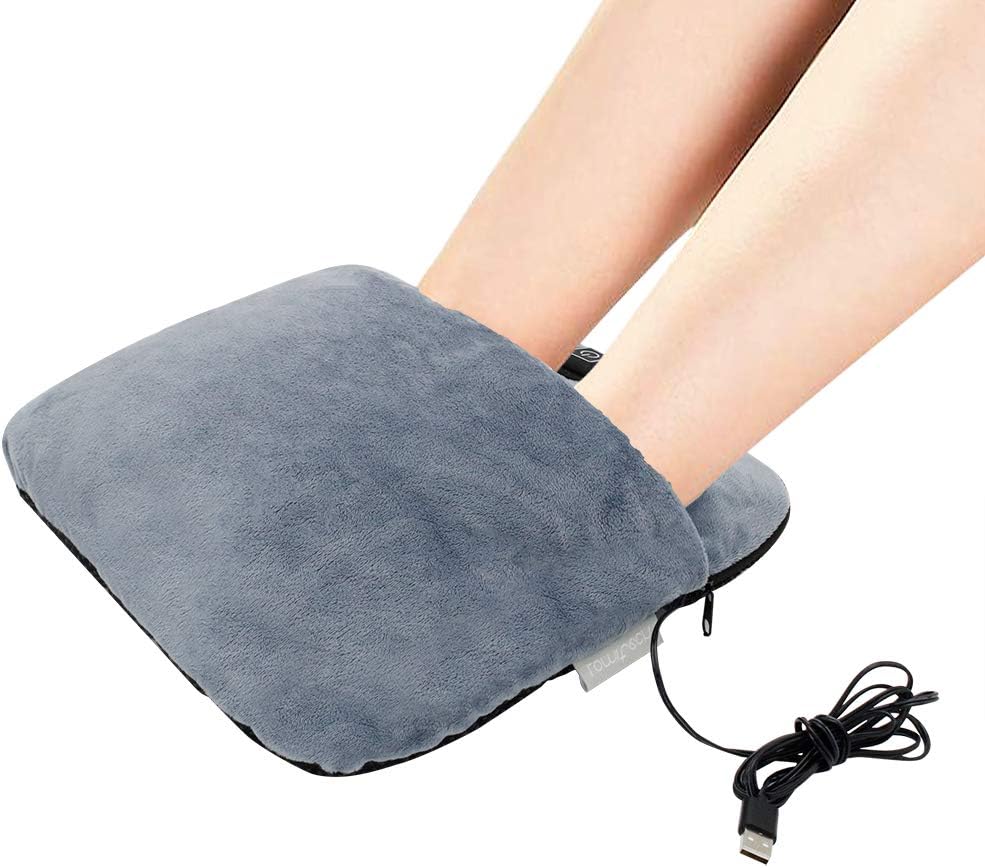 Electric Heated Foot Warmer with Plush Cover & Auto Shut-Off