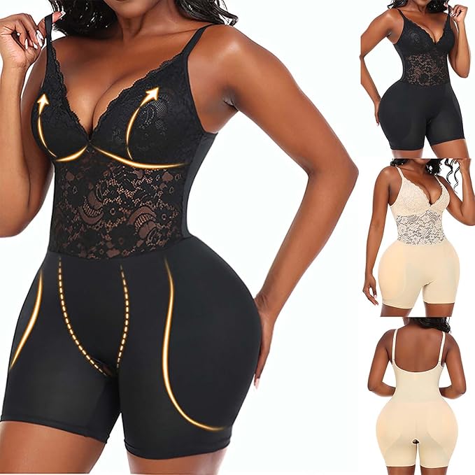 Curvear®️Butt Lifter Hip Pads Shapewear Bodysuit Women Body Shaper Open Crotch Control Panties Slimming Briefs Full Body Shapewear