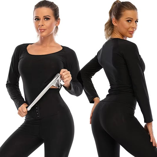 Curvear®️Plus Size Women's Weight Loss Sweat Suits Running Fitness Gym Exercise Slimming Hot Sauna Jacket and Pants