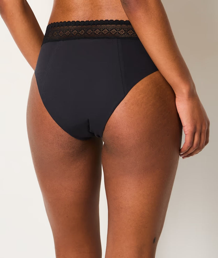 Women's High Waisted Cotton Briefs with Lace Trim – Soft Stretch Full Coverage Underwear, Breathable Tummy Control Panties