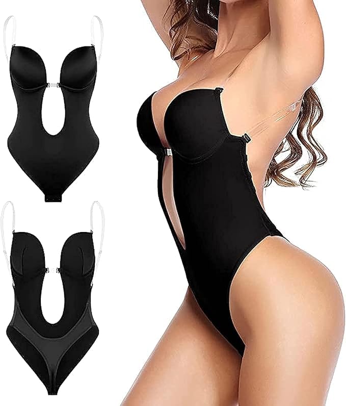 Curvear®️Strapless Backless Bras for Women Bodysuit, Seamless Plunge Shapewear, Clear Body Shaper Bra for Women