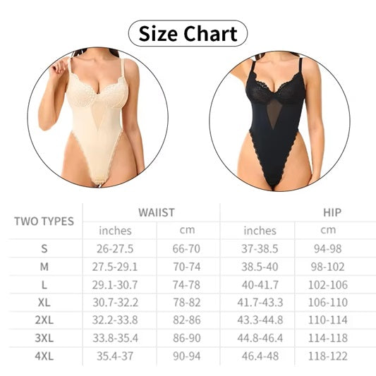 Curvear®️Body Suit Shapewear Camisole Jumpsuit Shaper Body Shaping Butt Part Seamless U Plunge Deep V Sexy Lace Backless Bodysuit