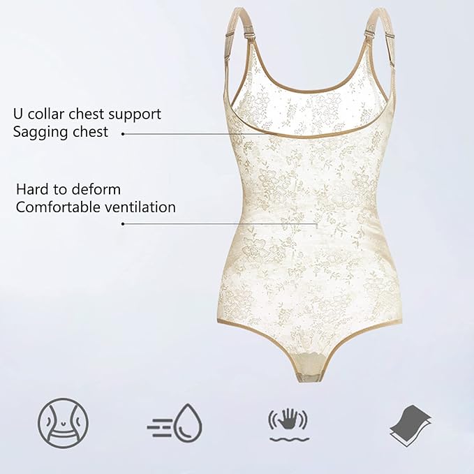 Curvear®️Lace Bodysuit for Women Tummy Control Body Shaper Butt Lifter Waist Buttock Puller Abdomen Shapewear