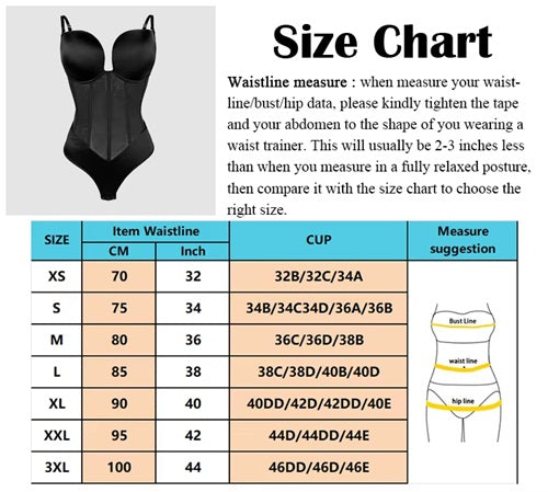 Curvear®️High Quality Invisible Push up Bra Shapewear Party Underwear Boob Waist Trainer Thong Bodysuit Corsets for Women