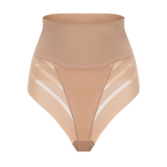 Curvear®️Women High Waist Thong Shaper Tummy Control Slimming Shapewear Butt Lifter Thong Stripe Lace T-Back Seamless Panties
