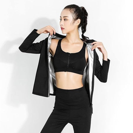 Curvear®️Sauna Suit for Women Weight Loss Sauna Jacket Workout Fitness Sweat Hooded Jacket