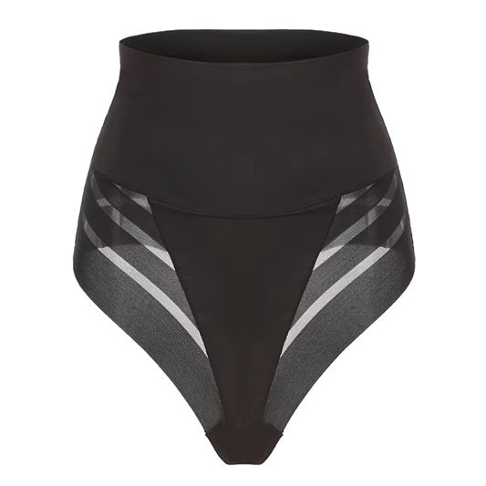 Curvear®️Women High Waist Thong Shaper Tummy Control Slimming Shapewear Butt Lifter Thong Stripe Lace T-Back Seamless Panties
