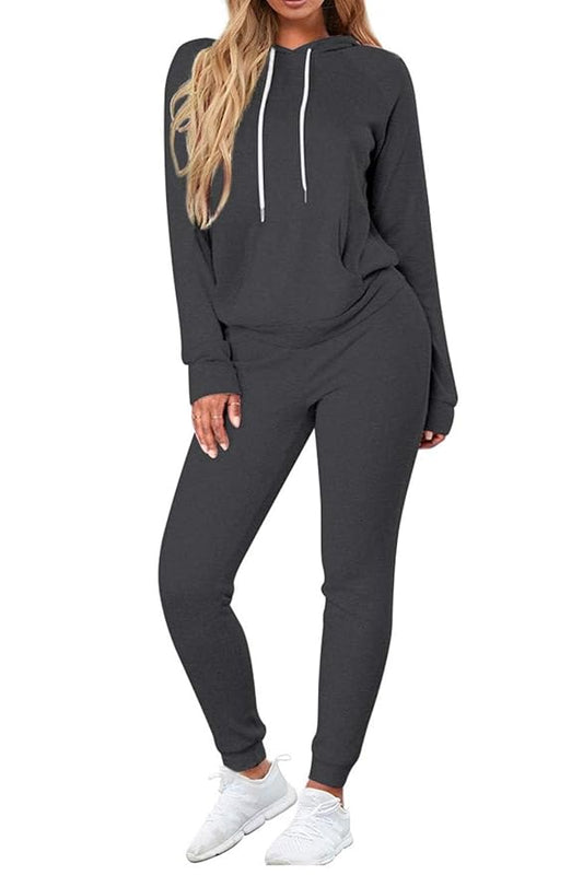 Women’s 2-Piece Tracksuit Set – Casual Hoodie and Joggers Loungewear Outfit for Travel, Workout & Lounge