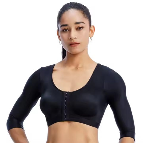 Curvear®️Arm Shaper Tops for Women Arm Compression Sleeves Post Surgery Front Closure Bra Shapewear Posture Corrector Tank Top