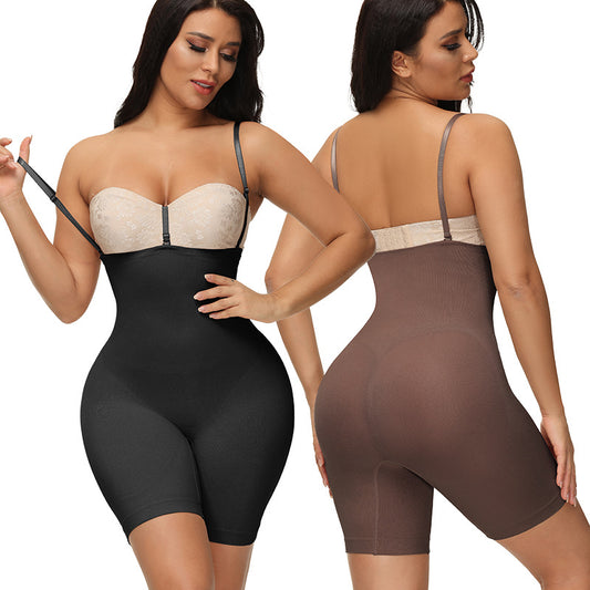 Curvear®️Women Seamless Lightweight Layer Open-Bust Firm Triple Control Plus Size Thigh Slimmer Postpartum Tummy Control Body Shaper Comfortable for Under Dress Butt Lifter Mid-Thigh Bodysuit