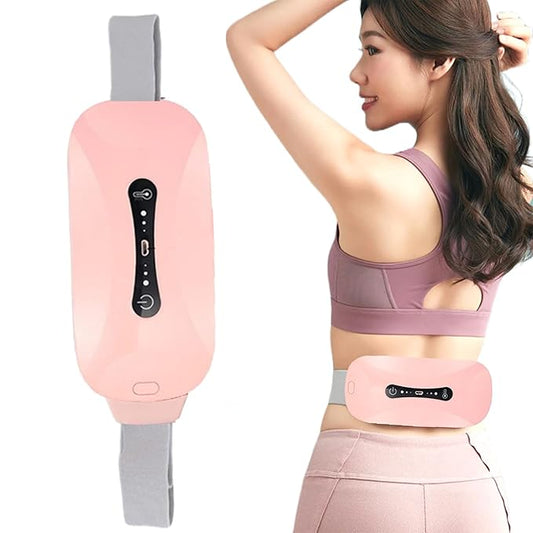 Electric Heating Pad Belt for Back Pain Relief – Portable USB Rechargeable Waist Warmer for Cramps, Lower Back & Abdomen – Adjustable Heat Therapy Wrap for Women & Men – Pink"