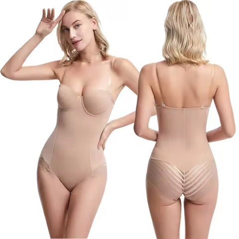 Curvear®️Bodysuit Shapewear for Women Tummy Control Dress Backless Body briefer Tops Body Shaper With Built-in Bra Seamless Bra