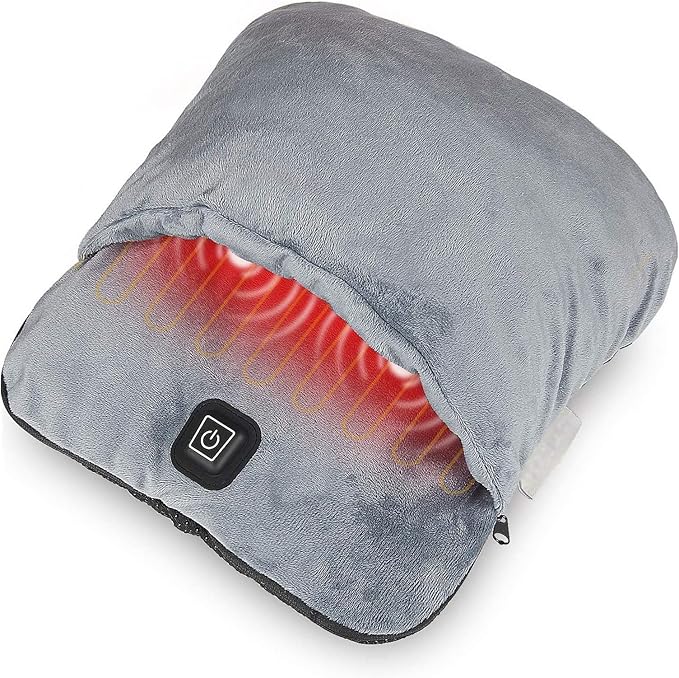 Electric Heated Foot Warmer with Plush Cover & Auto Shut-Off