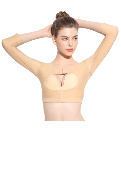 Curvear®️Women shaper tops arm compression post surgery push up front breasted long sleeves bra slimmimg shapewear