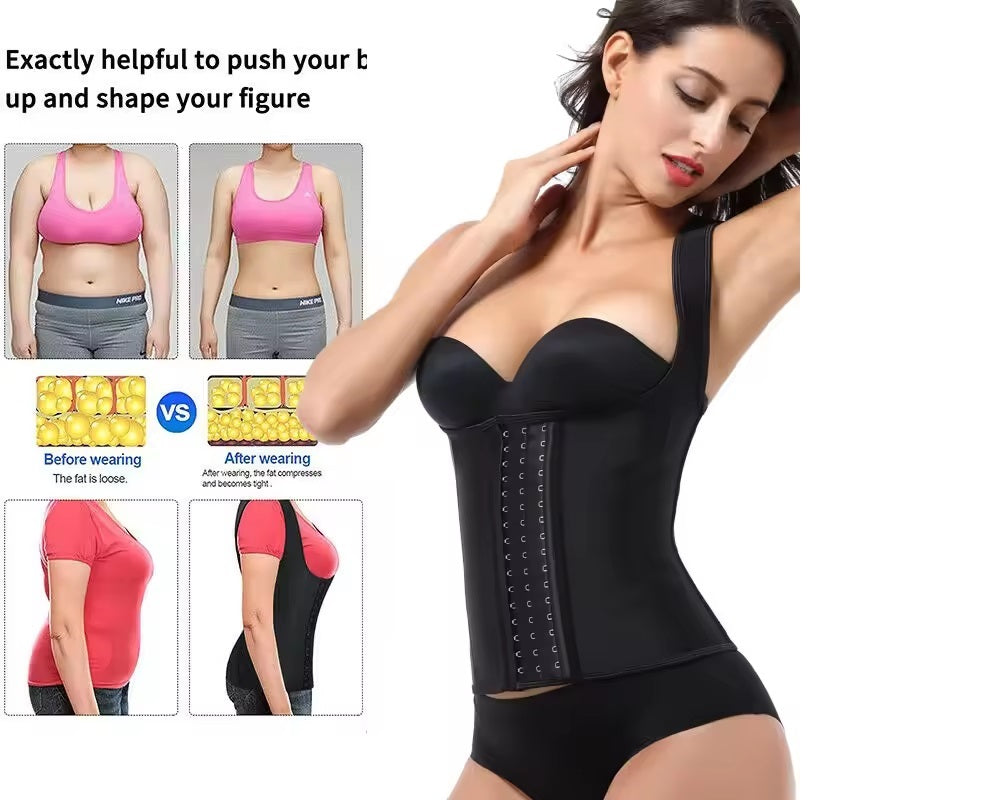 Curvear®️Adjustable Shoulder Straps Body Shaper 9 Spiral Steel Boned Waist Training Corset Vest