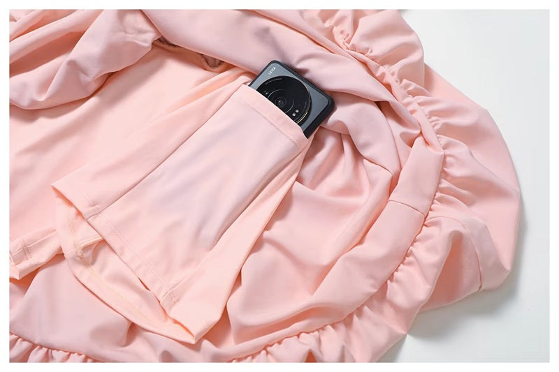 Women's Black One-Piece Activewear Dress with Built-in Shorts – Lightweight, Stretchable, Quick-Dry Tennis & Workout Dress with Pocket – Sleeveless Gym & Yoga Outfit