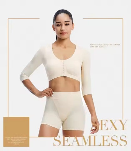 Curvear®️Arm Shaper Tops for Women Arm Compression Sleeves Post Surgery Front Closure Bra Shapewear Posture Corrector Tank Top