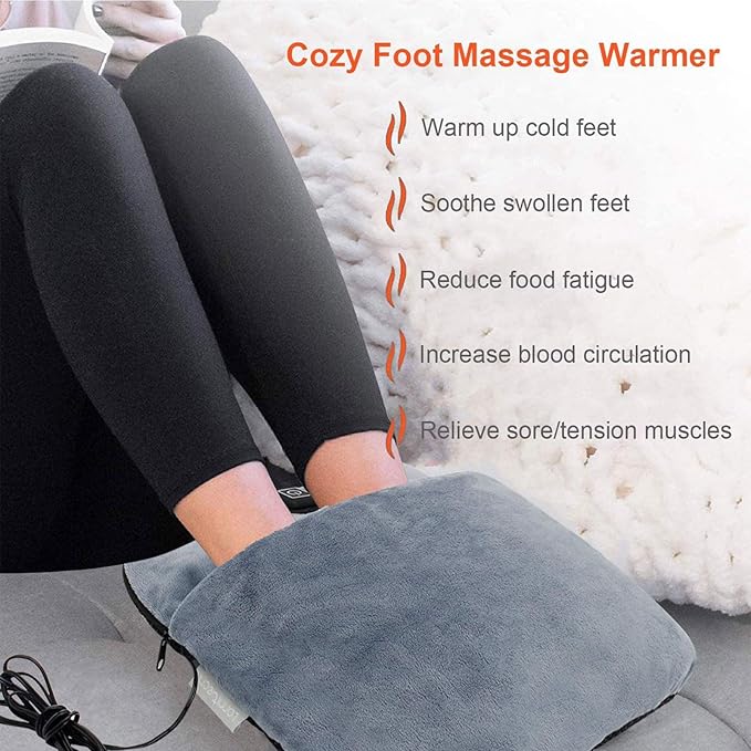 Electric Heated Foot Warmer with Plush Cover & Auto Shut-Off