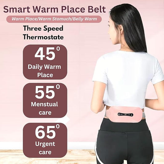 Electric Heating Pad Belt for Back Pain Relief – Portable USB Rechargeable Waist Warmer for Cramps, Lower Back & Abdomen – Adjustable Heat Therapy Wrap for Women & Men – Pink"
