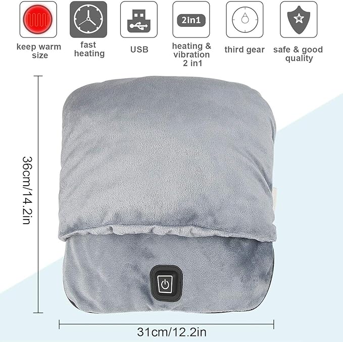 Electric Heated Foot Warmer with Plush Cover & Auto Shut-Off