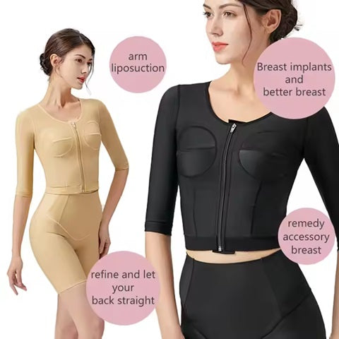 Curvear®️High Extensibility Liposuction Post Operative Slimming Long Sleeve Arm Shapewear Bra Corset Women Body Shaper