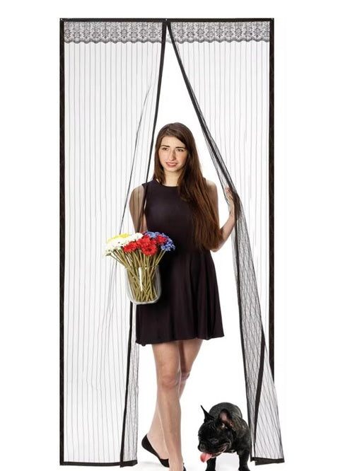 CURVEAR Premium Magnetic Screen Door with Lace Top – Hands-Free Mesh Curtain