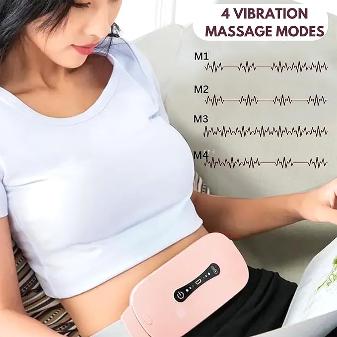 Electric Heating Pad Belt for Back Pain Relief – Portable USB Rechargeable Waist Warmer for Cramps, Lower Back & Abdomen – Adjustable Heat Therapy Wrap for Women & Men – Pink"