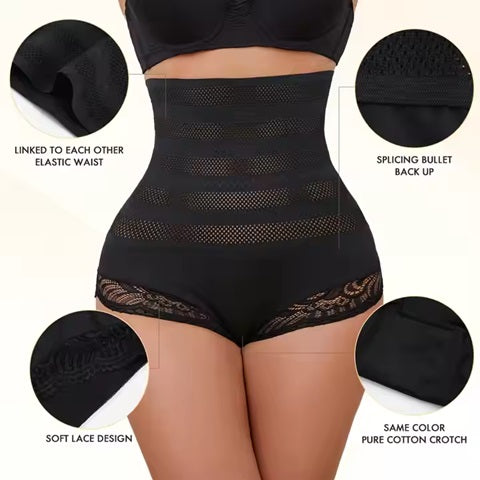 Curvear®️Tummy Control Shapewear for Women Body Shaper Slimming Panties Brief High Waist Lace Seamless Bodysuit