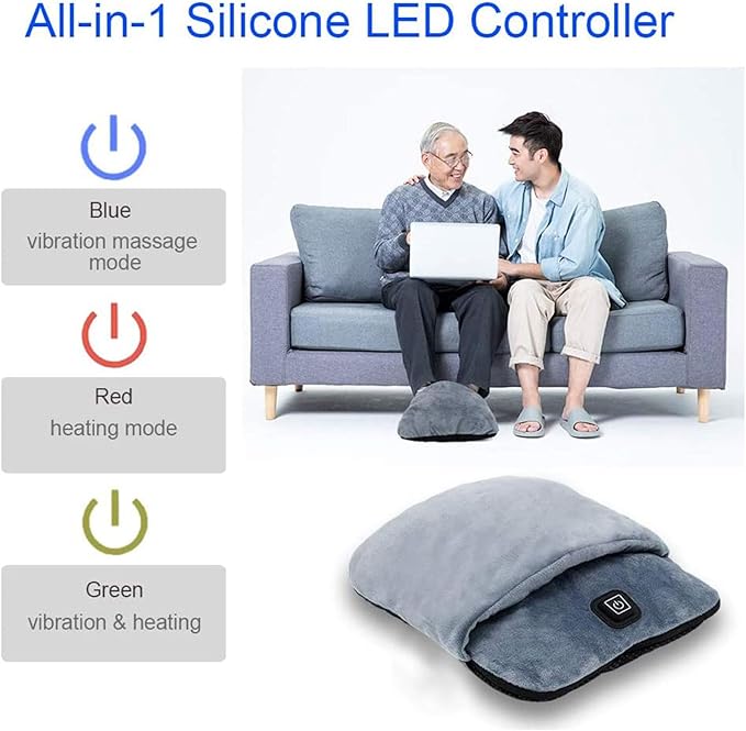 Electric Heated Foot Warmer with Plush Cover & Auto Shut-Off