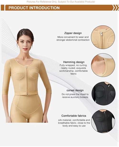 Curvear®️High Extensibility Liposuction Post Operative Slimming Long Sleeve Arm Shapewear Bra Corset Women Body Shaper