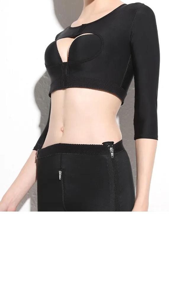 Curvear®️Women shaper tops arm compression post surgery push up front breasted long sleeves bra slimmimg shapewear