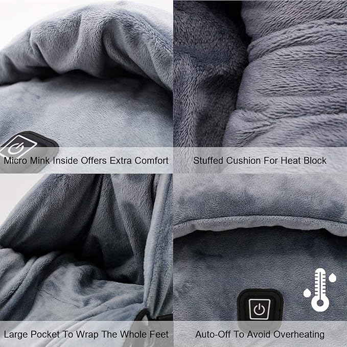 Electric Heated Foot Warmer with Plush Cover & Auto Shut-Off