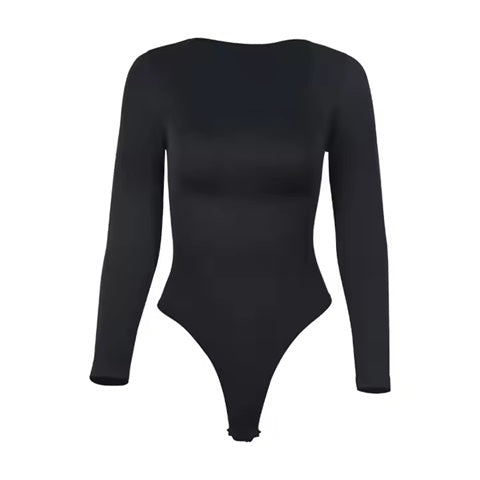 Curvear®️Women's Long Sleeve Bodysuit Shapewear Slim Fit Elastic Square Neck Leotard Overalls Tops "