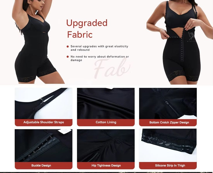 Curvear®️Women Latex Shaper t Cincher Slimming Zipper Buckle Full Body Shape Tummy t Control Bods Butt Lifter Shapewear