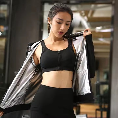 Curvear®️Sauna Suit for Women Weight Loss Sauna Jacket Workout Fitness Sweat Hooded Jacket