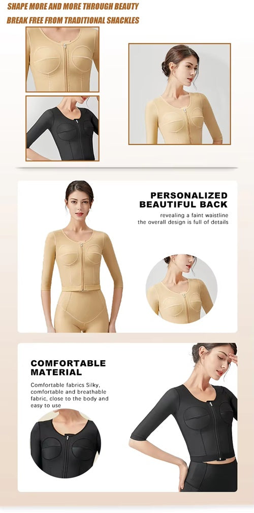 Curvear®️High Extensibility Liposuction Post Operative Slimming Long Sleeve Arm Shapewear Bra Corset Women Body Shaper