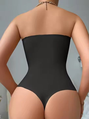 Curvear®️Women's Strapless Sleeveless Tube Bodysuit Hook and Eye Front Closure Shapewear