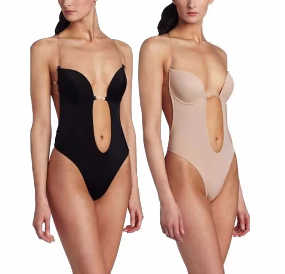 Curvear®️Strapless Backless Bras for Women Bodysuit, Seamless Plunge Shapewear, Clear Body Shaper Bra for Women