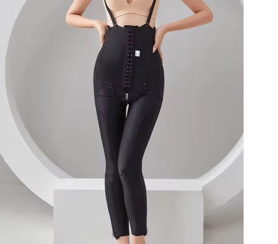 Curvear®️Women's Body Shapewear Thigh Liposuction Leggings Postpartum Leg Shaping Zipper Open Crotch 3 Breasted Tummy Control Panties