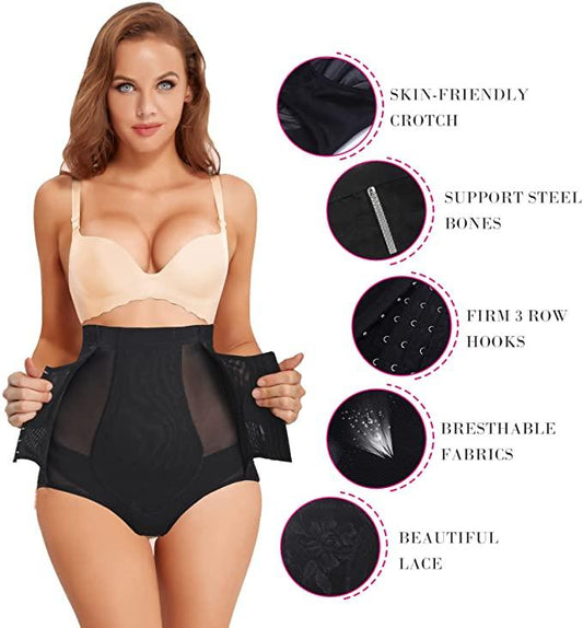 Curvear®️ Women Tummy Control, Seamless high Waist Trainer with Thong Panties, Waist Cincher Shapewear, Anti Rolling Tummy Tucker, Invisible Shaping Shaper