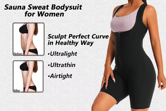 Curvear®️Women High Compression Bodysuit Shapewear Fitness Girdles Sauna Sweat Suits Belly Slimming Sheath Weight Loss Body Shaper