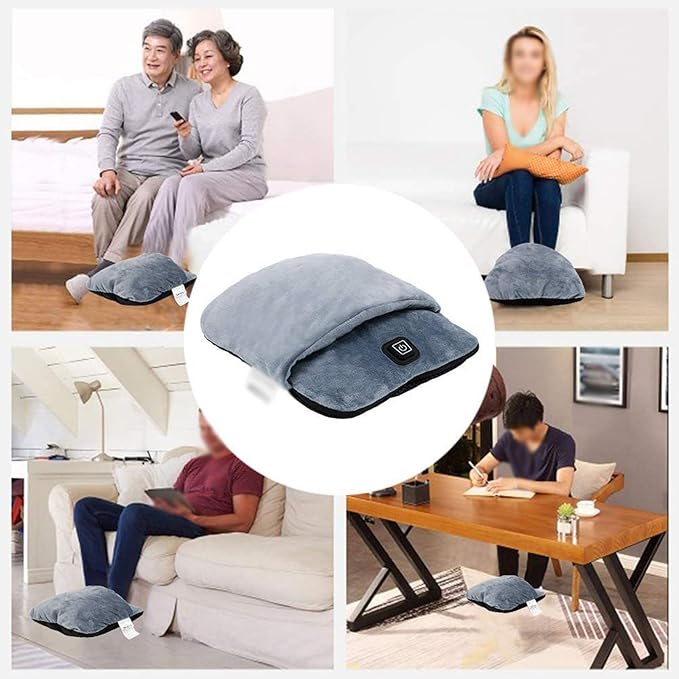 Electric Heated Foot Warmer with Plush Cover & Auto Shut-Off