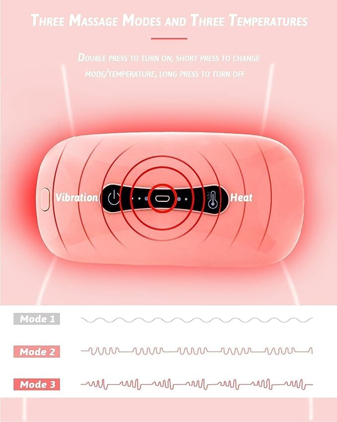 Electric Heating Pad Belt for Back Pain Relief – Portable USB Rechargeable Waist Warmer for Cramps, Lower Back & Abdomen – Adjustable Heat Therapy Wrap for Women & Men – Pink"