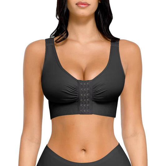 Curvear®️Women One Piece Seamless Reversible Wireless Comfort Bust Support Front Buckle Shaper Bra for Women Shapewear