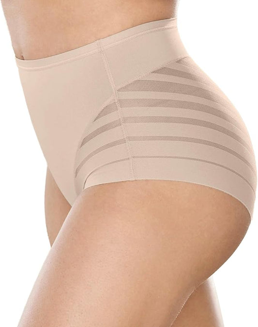 Women's High-Waist Black Briefs with Sheer Mesh Panels – Seamless Stretch Underwear for All-Day Comfort