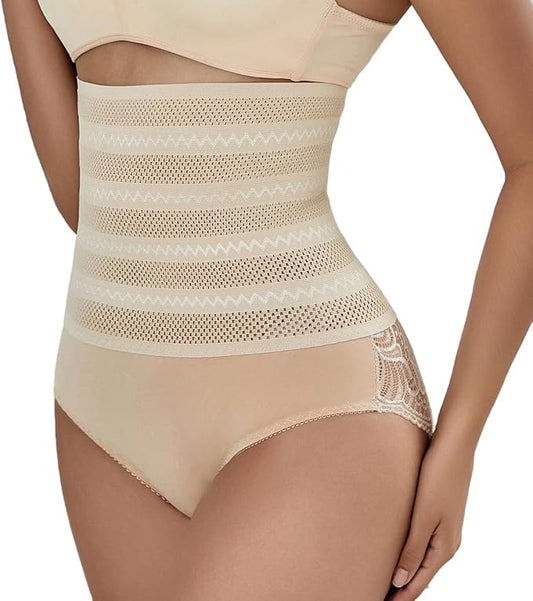 Curvear®️Tummy Control Shapewear for Women Body Shaper Slimming Panties Brief High Waist Lace Seamless Bodysuit