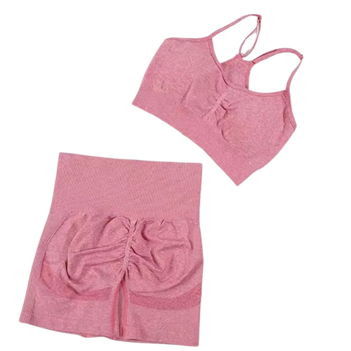 Curvear Seamless Sports Set for Women Yoga Bra Soaked Cycling Shorts Elastic Workout Outfit Sportswear 2 Piece Set